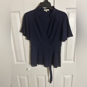 Elegant Navy Wrap Top